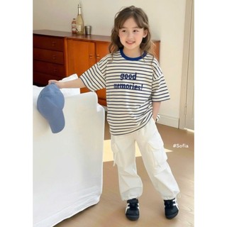 [B&G] Sét bộ áo thun kẻ ngang kèm quần kaki dài trắng túi hộp cho bé gái từ 10-45kg(2-12 tuổi)