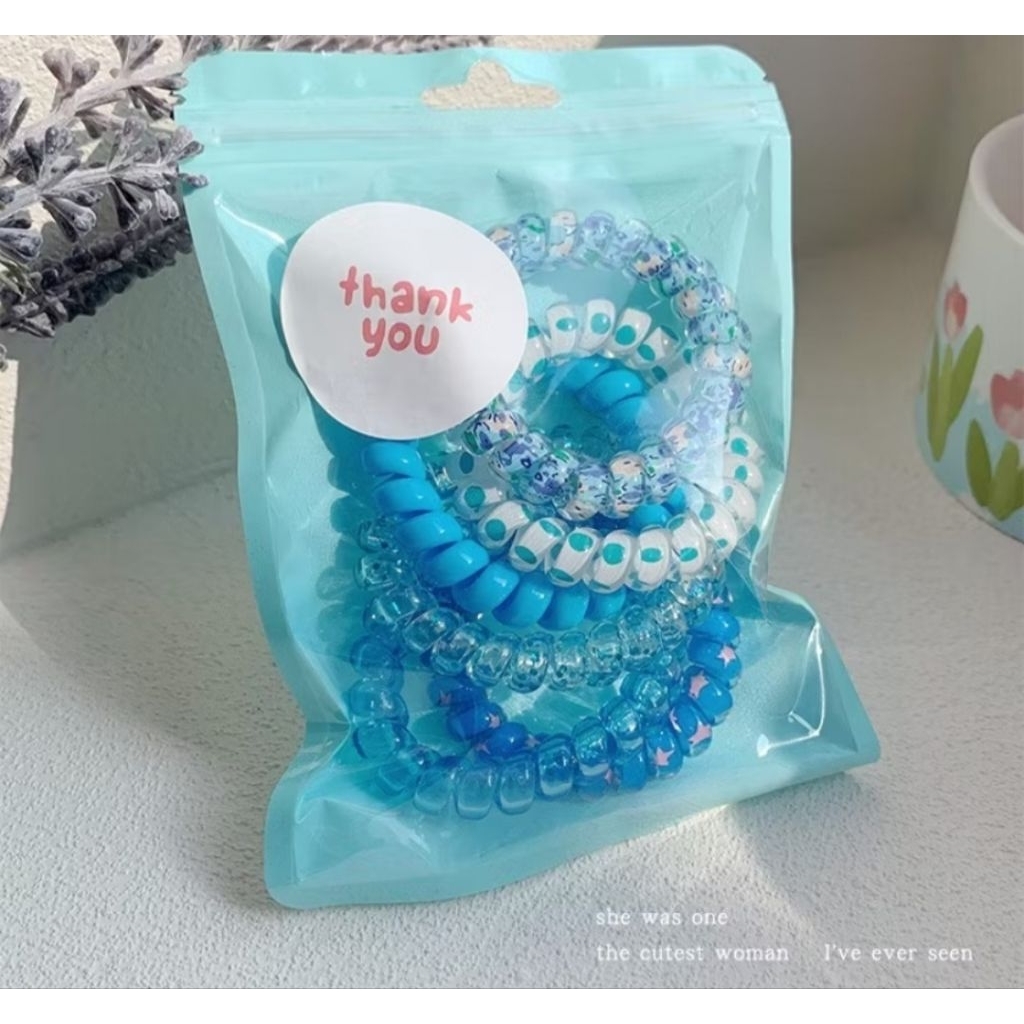 Set 6 chun cột tóc lò xò co giãn màu pastel siêu xinh, set lò xo cho nữ phong cách dễ thương Hàn Quốc