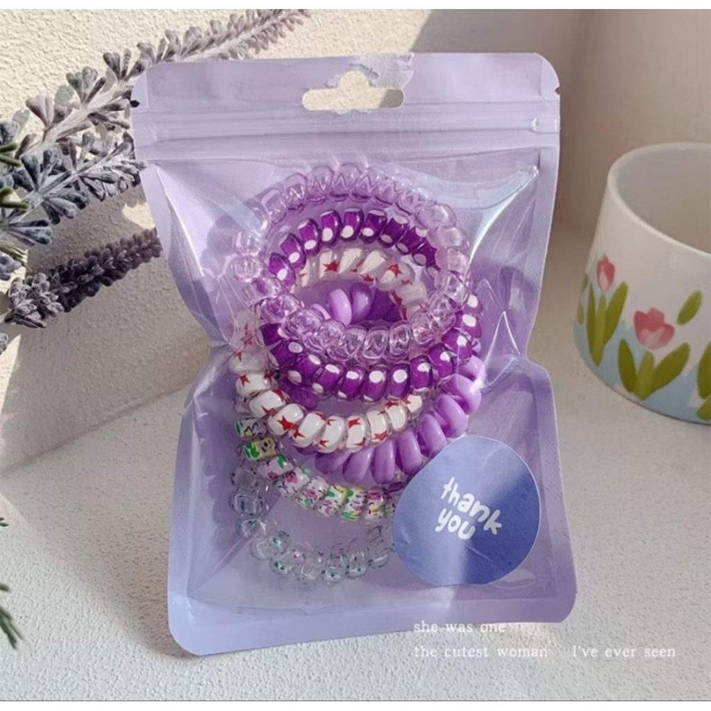 Set 6 chun cột tóc lò xò co giãn màu pastel siêu xinh, set lò xo cho nữ phong cách dễ thương Hàn Quốc