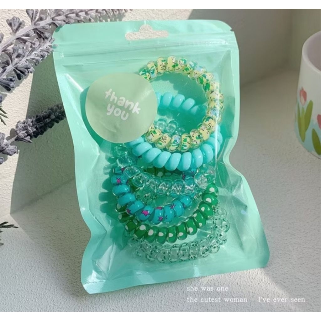 Set 6 chun cột tóc lò xò co giãn màu pastel siêu xinh, set lò xo cho nữ phong cách dễ thương Hàn Quốc