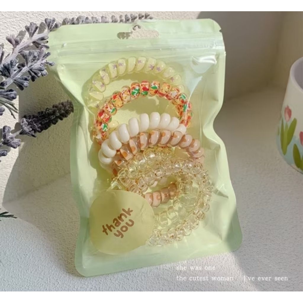 Set 6 chun cột tóc lò xò co giãn màu pastel siêu xinh, set lò xo cho nữ phong cách dễ thương Hàn Quốc