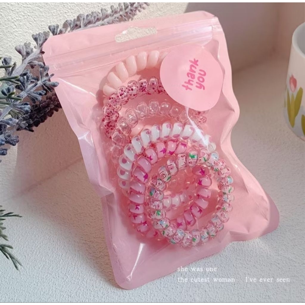 Set 6 chun cột tóc lò xò co giãn màu pastel siêu xinh, set lò xo cho nữ phong cách dễ thương Hàn Quốc
