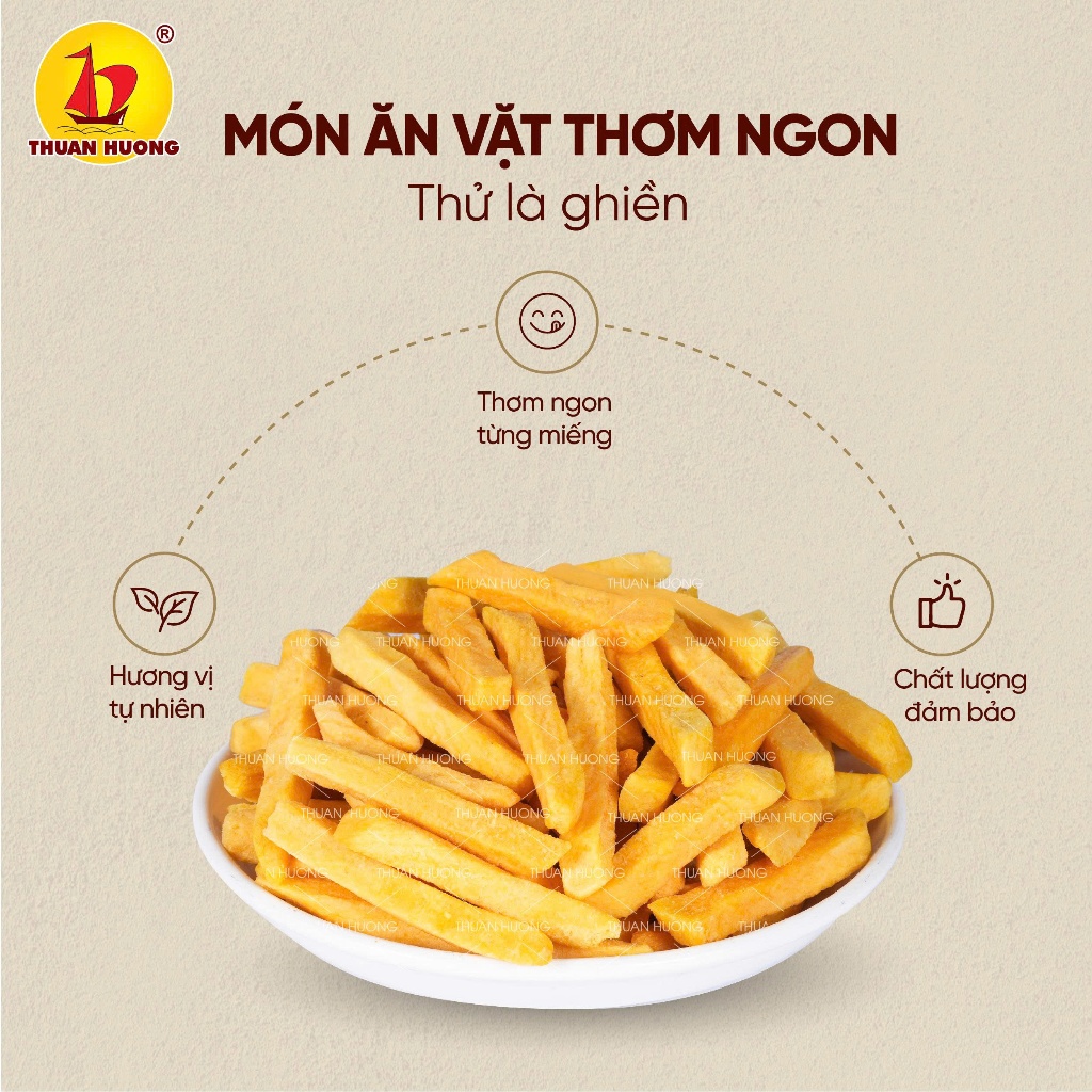 Combo Khoai lang vàng 200g, Khoai môn 200g Thuận Hương - Khoai sấy thơm bùi - Trái cây sấy - Ăn vặt