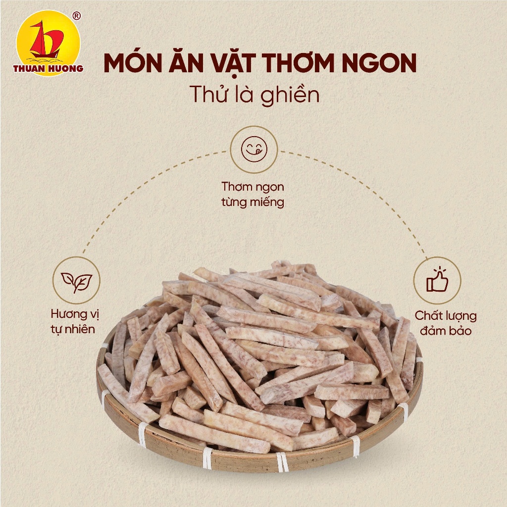 Combo Khoai lang vàng 200g, Khoai môn 200g Thuận Hương - Khoai sấy thơm bùi - Trái cây sấy - Ăn vặt