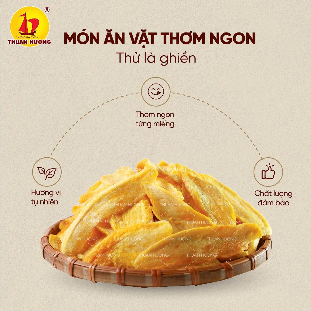 Combo Xoài sấy giòn 150g, Thơm sấy giòn 110g Thuận Hương - Xoài sấy giòn chua đậm kết hợp chua ngọt hài hòa của thơm