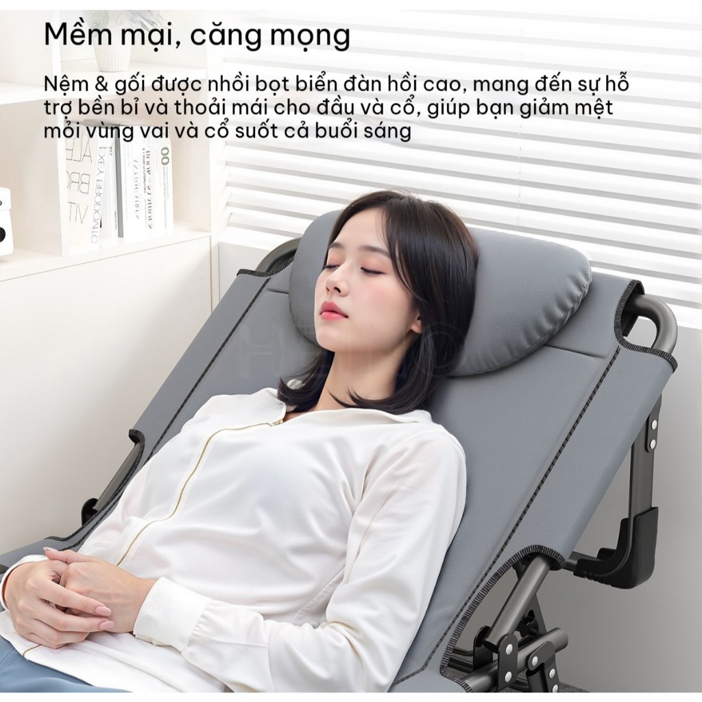 【GIÁ SỈ】 Giường Xếp Đệm Êm Văn Phòng Giường Gấp Gọn Di Động Thế Hệ Mới Siêu Bền Bảo Hành 12 Tháng