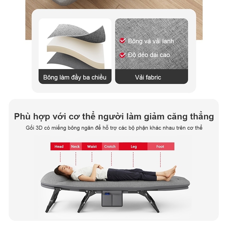 【GIÁ SỈ】 Giường Xếp Đệm Êm Văn Phòng Giường Gấp Gọn Di Động Thế Hệ Mới Siêu Bền Bảo Hành 12 Tháng