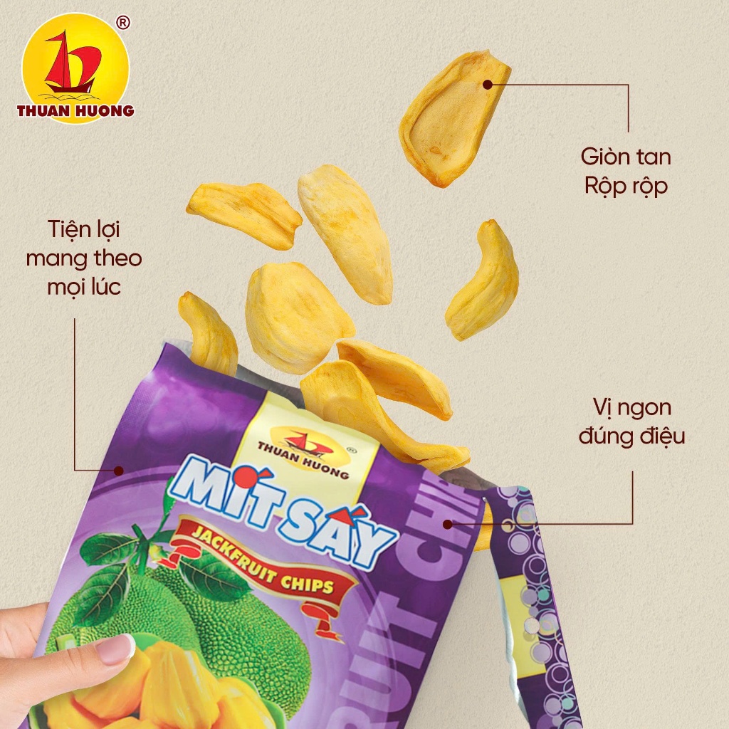Mít sấy giòn nguyên cánh Thuận Hương 150g - Đồ ăn vặt trái cây sấy - Hàng chuẩn xuất khẩu
