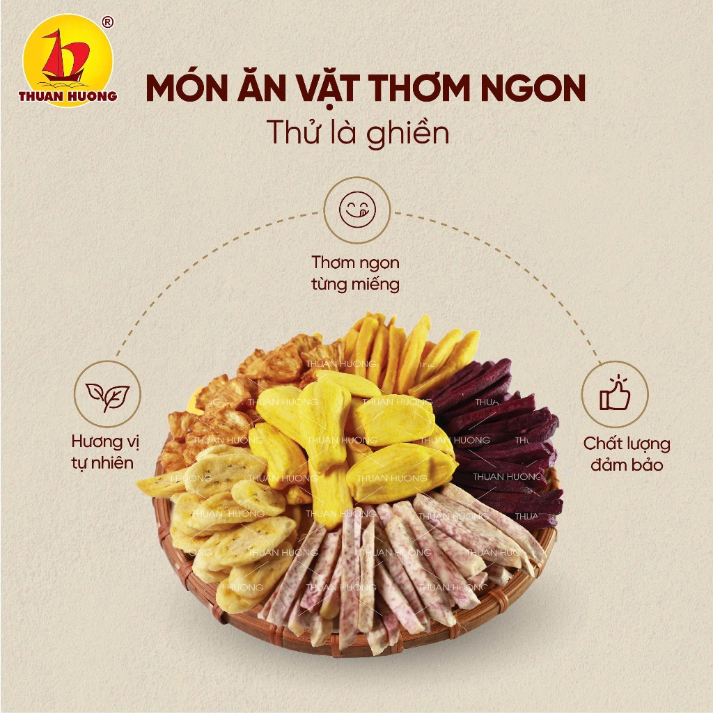 Trái cây sấy Thuận Hương 250g, 200g, 150g Thuận Hương - Hoa quả sấy khô thập cẩm - Ăn vặt Giòn Ngon
