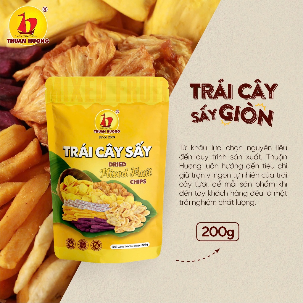 Combo Mít Sấy 500g + Trái Cây Sấy 200g + Rau Củ Sấy 500g Thuận Hương - Ăn vặt hàng chuẩn xuất khẩu