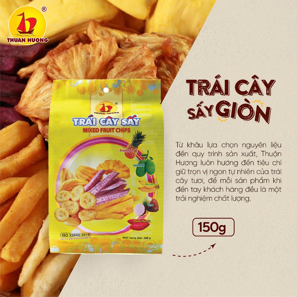 Trái cây sấy Thuận Hương 250g, 200g, 150g Thuận Hương - Hoa quả sấy khô thập cẩm - Ăn vặt Giòn Ngon