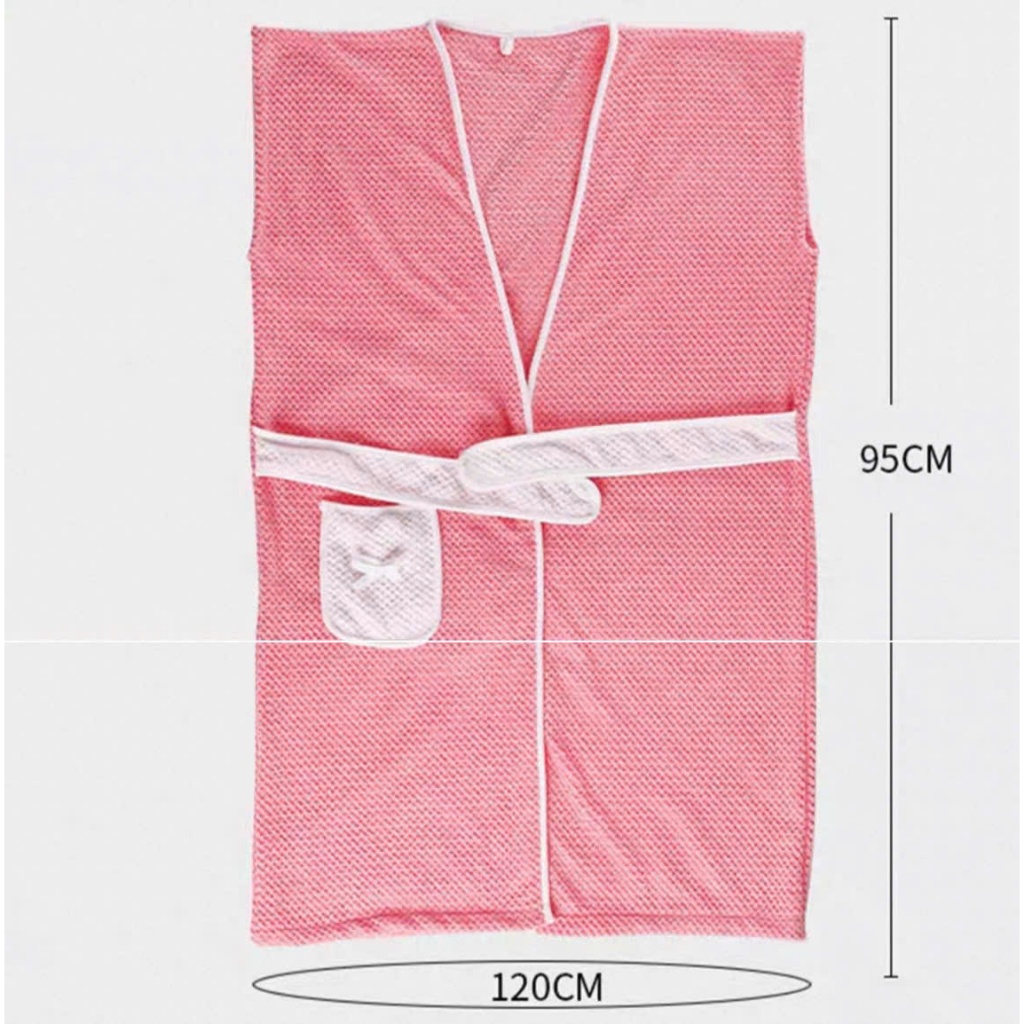 Váy Choàng Tắm Nữ Siêu Thấm Nước – Áo Choàng Tắm Tổ Ong Mềm Nhẹ, Khô Nhanh, Váy Tắm Spa Có Đai Buộc Tiện Lợi