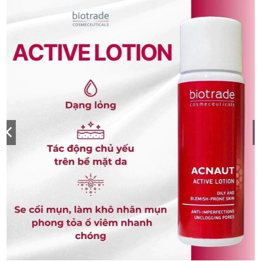 [ĐẠI LÝ CHÍNH HÃNG]Chấm mụn Biotrade Acnaut Active Cream/Lotion Giảm Mụn, Gom cồi 15ml[CÔNG TY] TẶNG 1 MÚT RỦA MẶT