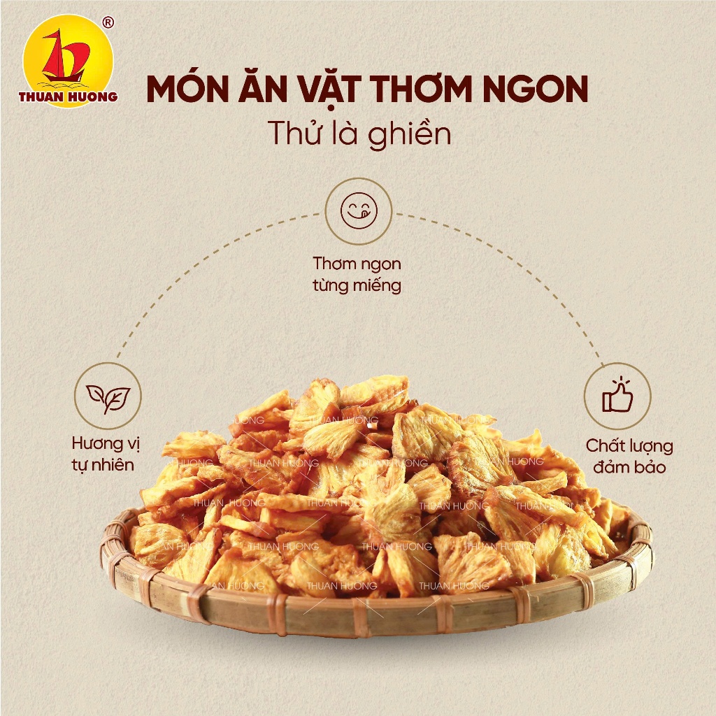 Combo Xoài sấy giòn 150g, Thơm sấy giòn 110g Thuận Hương - Xoài sấy giòn chua đậm kết hợp chua ngọt hài hòa của thơm