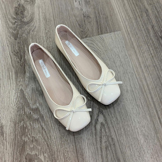 [DEAL MỞ BÁN]Giày Búp Bê Nữ Mũi Vuông Nơ Xinh – Giày Bệt Nữ Da Bóng Thanh Lịch QC425
