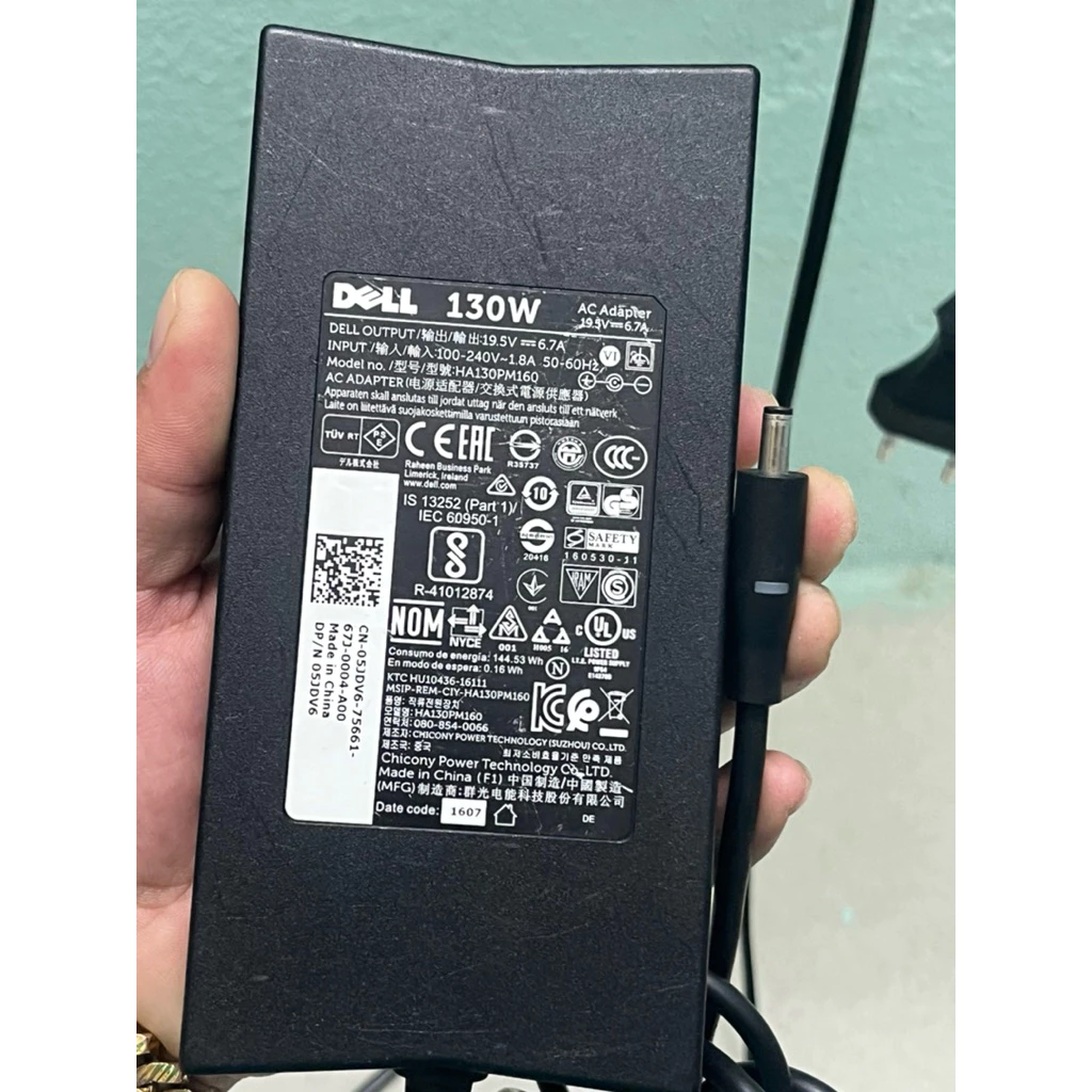 Bán sạc laptop Gaming DELL 130W , chân kim bé hàng cũ, zin theo máy