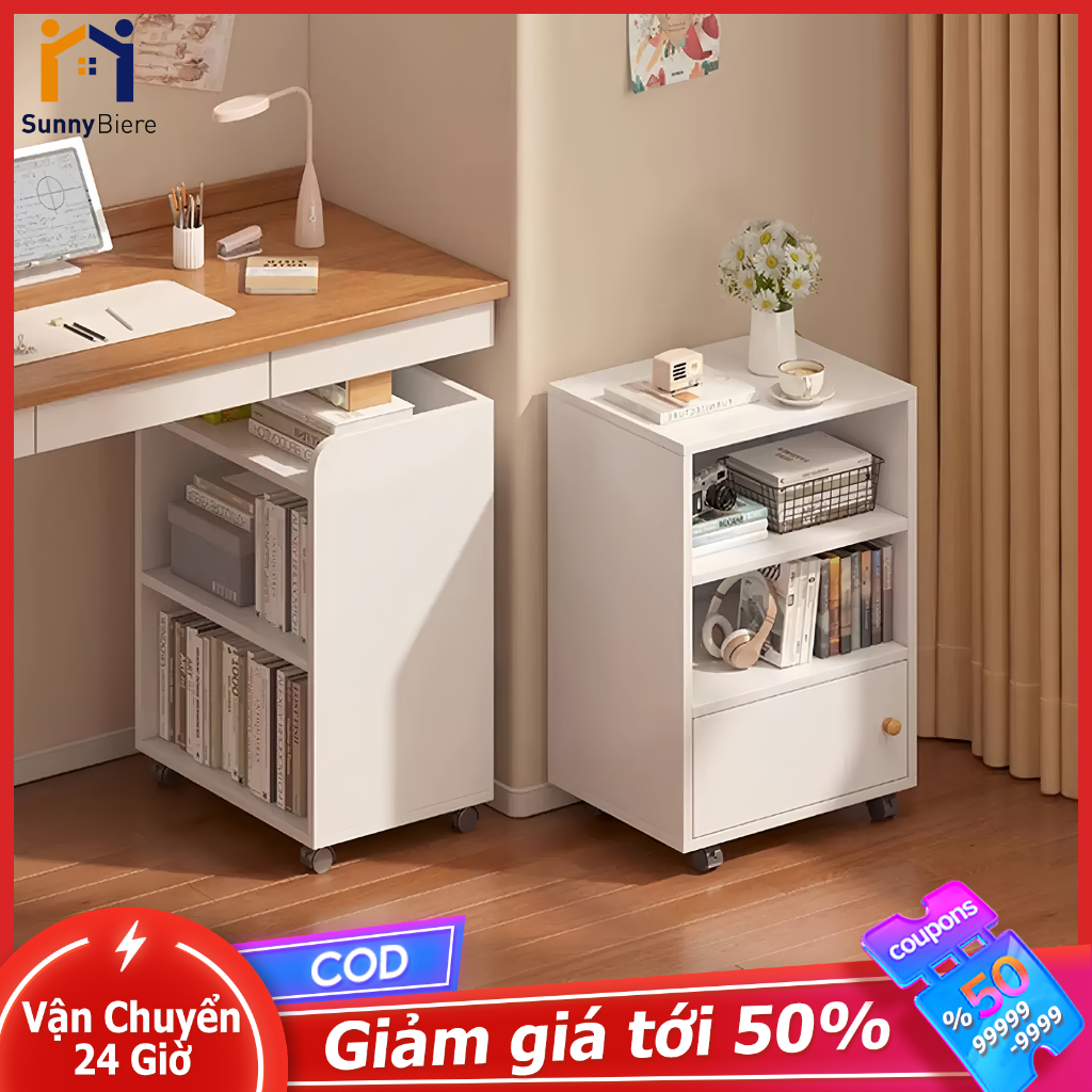 SUNNY Tủ Mini Dưới Bàn Có Bánh Xe - Kệ Gỗ Đựng Tài Liệu, Tủ Lưu Trữ Đa Năng