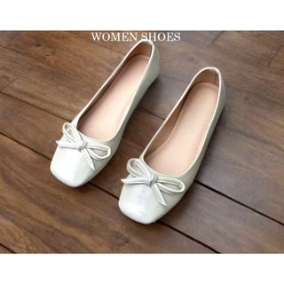 Giày Búp Bê Nữ Màu bạc Mary Jane Quai Ngang Nơ Nhỏ Da Mềm – Giày Nữ Dễ Thương Phong Cách Hàn Quốc M062