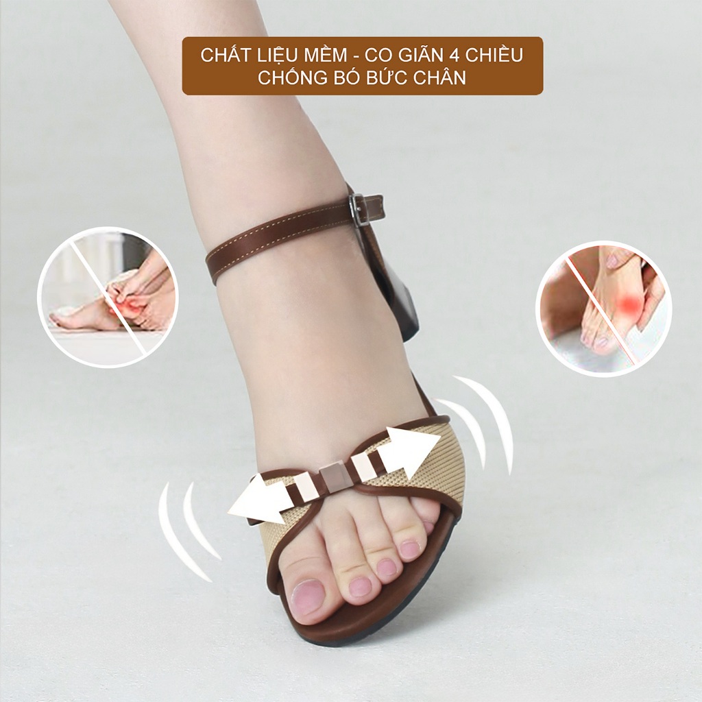 CORII - Giày Sandal Cao Gót Quai Ngang Mũi Tròn Phối Nơ Thời Trang và Thoải Mái Nhất - CR6ELA3 Nâu