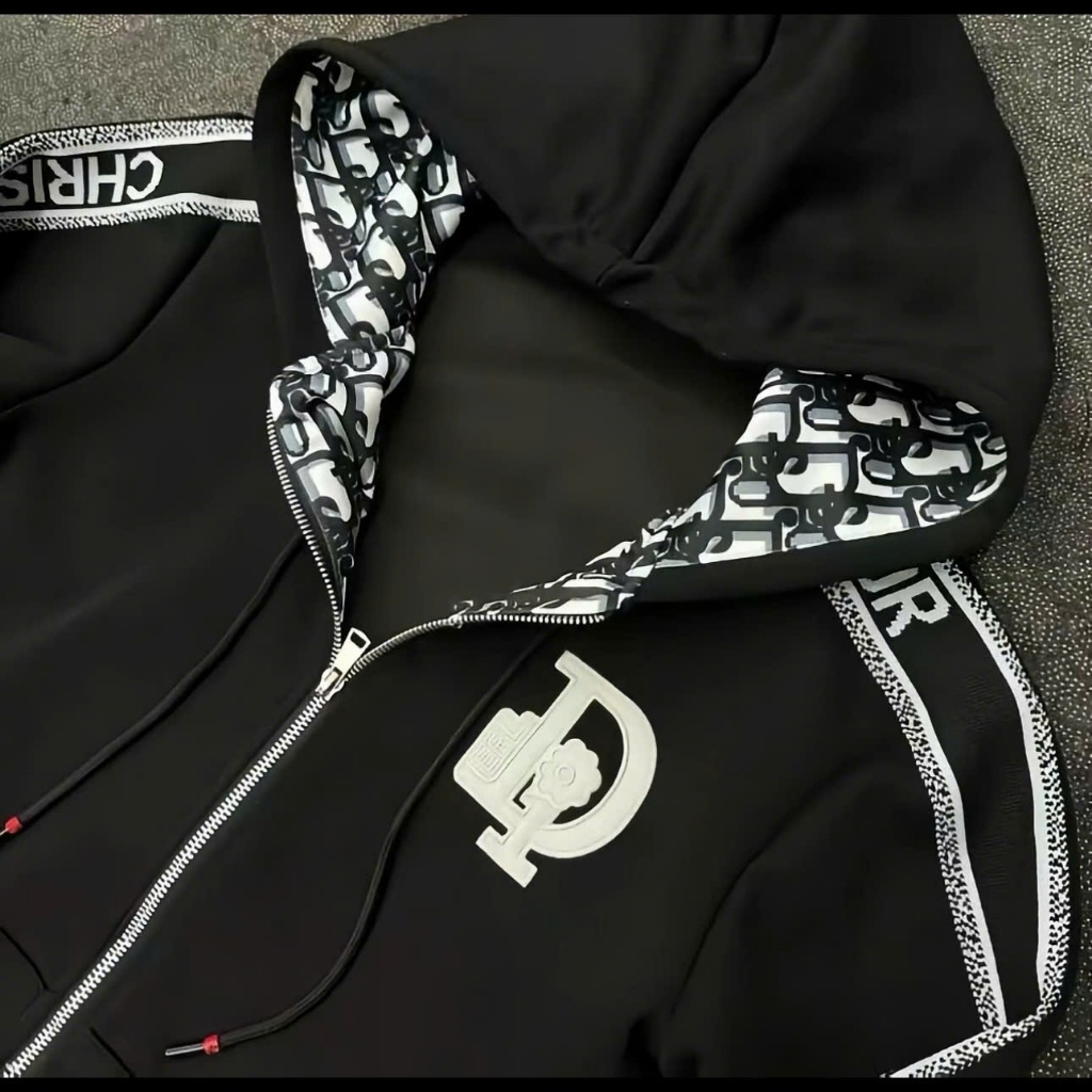 Áo Khoác Hoodie Zip 03 Logo Thêu Nổi Sắc Nét Mũ Lót Hoạ Tiết Phối Tay Viền 03