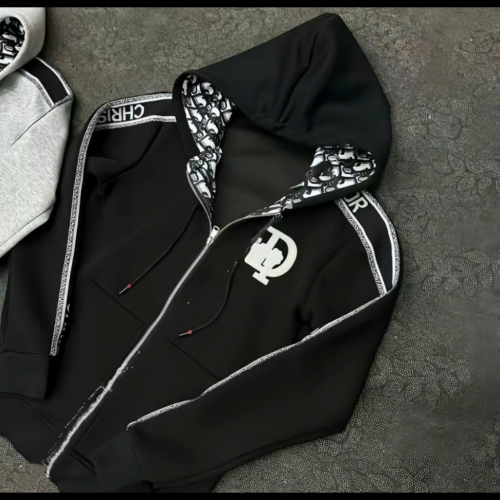Áo Khoác Hoodie Zip 03 Logo Thêu Nổi Sắc Nét Mũ Lót Hoạ Tiết Phối Tay Viền 03