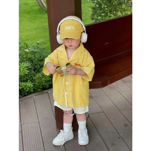 Sẵn Ship - Set Quần Áo cover Bonito cho bé trai mặc đi biển tone vàng bé 7-18kg , đi biển, đi chơi đi học đều đẹp