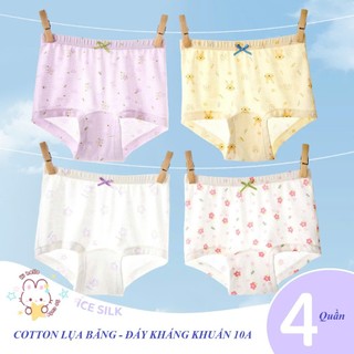 [S07 HÀNG CAO CẤP KHÁNG KHUẨN 10A] Combo 4 quần chíp đùi mẫu mới cotton lụa băng, quần lót cho bé gái 14-50kg