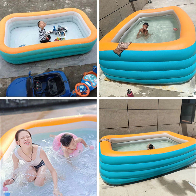 Bể bơi bơm hơi trẻ em 3 tầng, bể bơm hơi gia đình chất liệu PVC dày có nhiều kích cỡ để lựa chọn