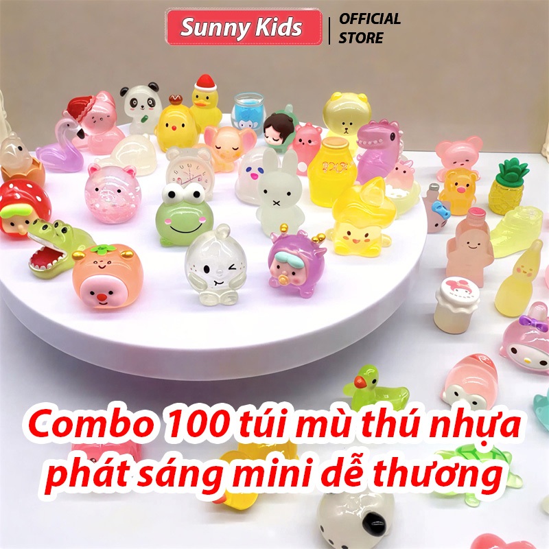 Combo 100 túi mù thú nhựa phát sáng mini dễ thương, mẫu mã đa dạng ...