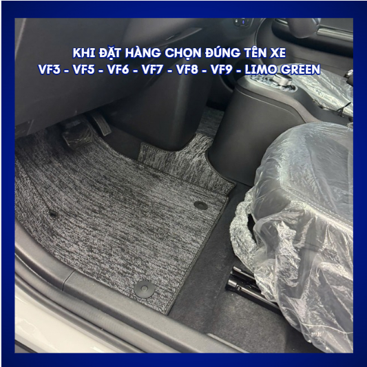 Thảm cước cắt may sẵn cho xe Vinfast VF3 VF5 VF6 VF7 VF8 VF9 VFe34 Limo green có hỗ trợ bấm khuy
