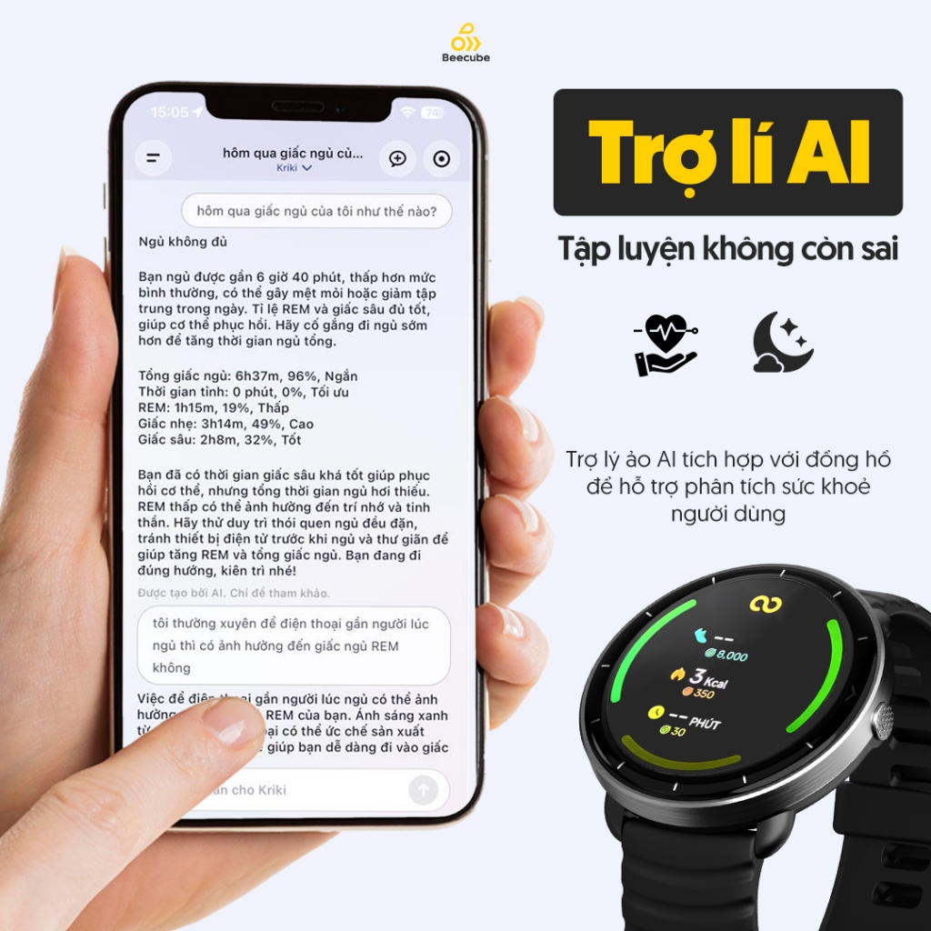 Đồng Hồ Thông Minh BeeWatch Active 1S 40MM - Phù hợp cổ tay nhỏ - GPS độc lập - Đồng Bộ Strava - Bảo Hành 12 tháng