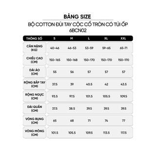 6BCN02 Đồ bộ nữ CARDINA chất cotton cổ tròn có túi ốp và quần đùi kẻ 6BCN02