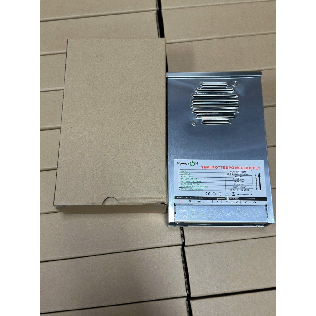 Nguồn Đổ Keo 12V 400W Chống Nước Ngoài Trời PowerON – Nguồn LED Quảng Cáo, Module LED, Camera 12V 33A Công Suất Lớn