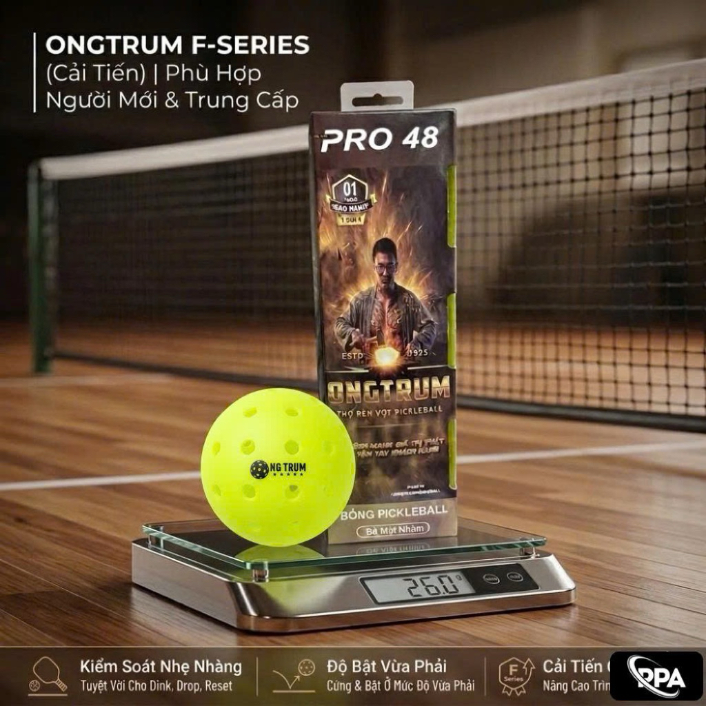Bóng thi đấu Pickleball Chính Hãng ONGTRUM PRO 48 nguyên khối cải tiến công nghệ cao cấp chuẩn PPA 🏆