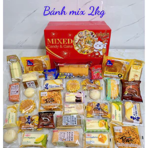 Thùng 2 kí bánh Mix nội địa Trung loại 1 đủ vị (25-30 cái)