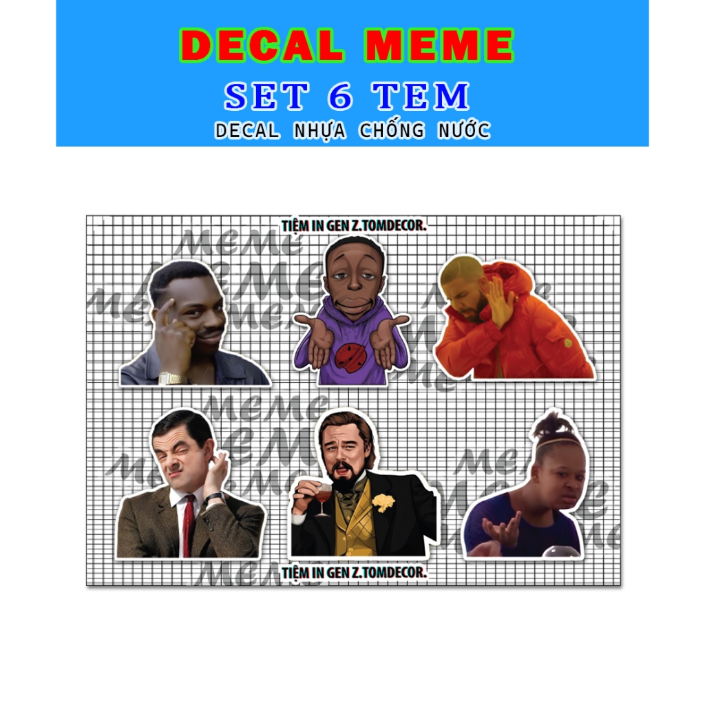 Set 6 Decal Meme Hài Hước – Sticker Meme Dán Laptop, Xe, Vali Chống ...