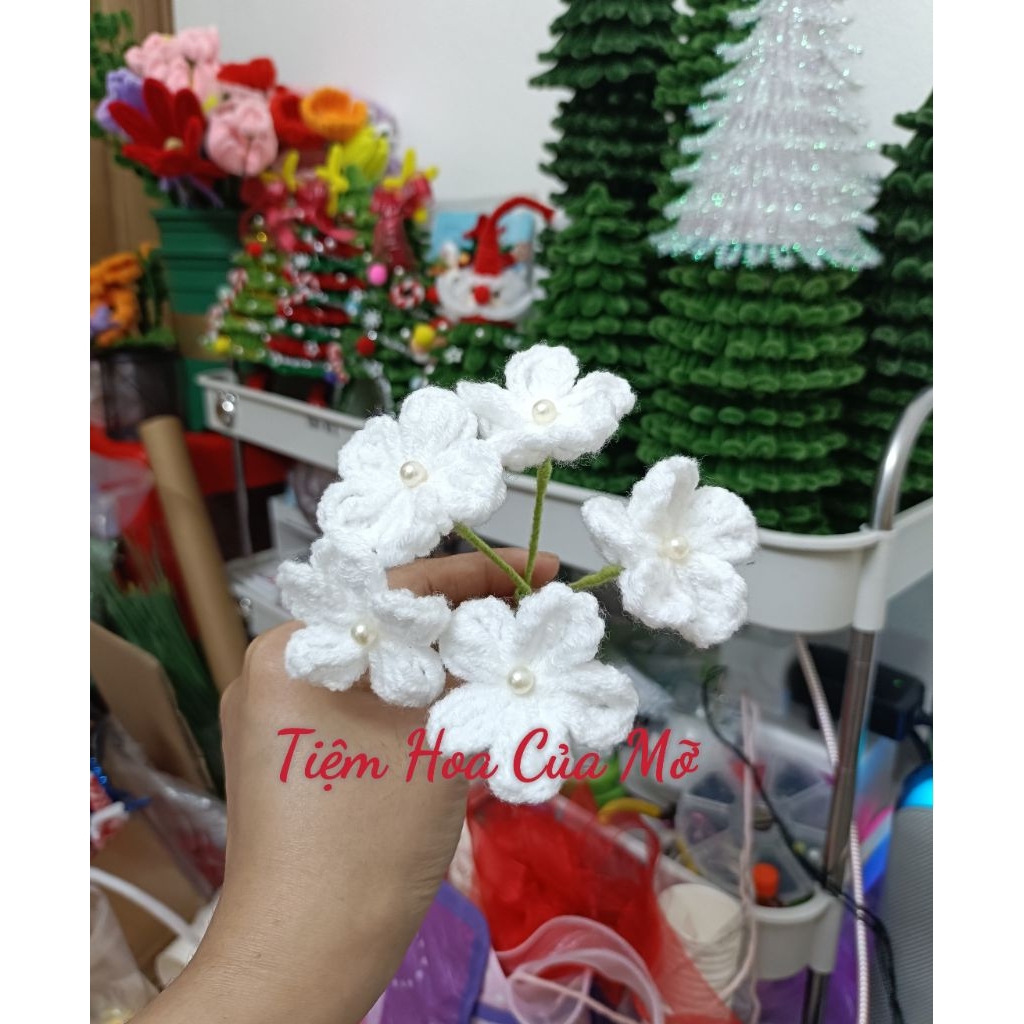 Cành Hoa Lưu Ly Len Xinh Xắn , Hoa Len Handmade