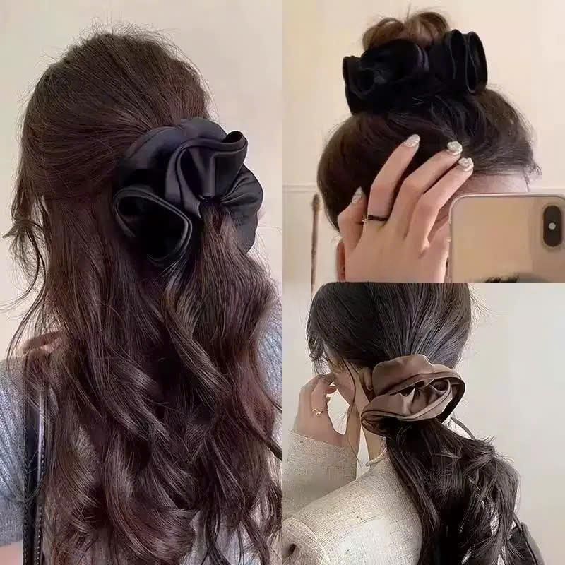 Scrunchie Lụa Satin Cao Cấp Hàng Đẹp 15cm. Dây Buộc Tóc Phong Cách Pháp Sang Trọng, Tối Giản Hàn Quốc LEZA VN