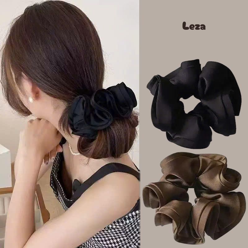 Scrunchie Lụa Satin Cao Cấp Hàng Đẹp 15cm. Dây Buộc Tóc Phong Cách Pháp Sang Trọng, Tối Giản Hàn Quốc LEZA VN