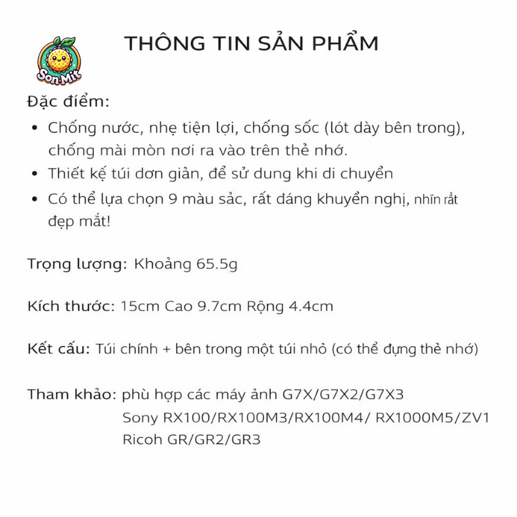 Túi đựng máy ảnh kỹ thuật số dùng cho Canon G7X, Sony ZV1F Ricoh GR Máy CCD nhỏ cầm tay zv1