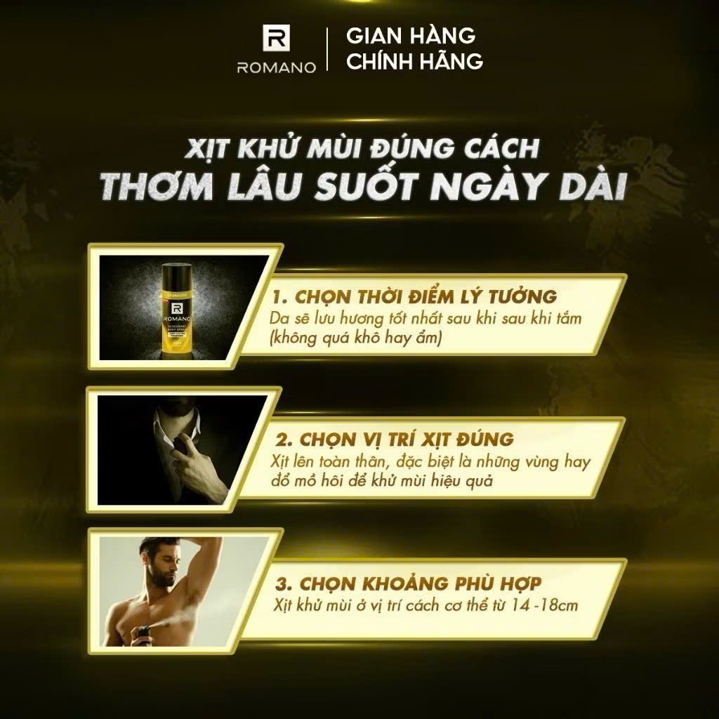 [VHL x Romano] COMBO 2 Xịt toàn thân ngăn mồ hôi và mùi cơ thể Romano ( 150ml x 2 )