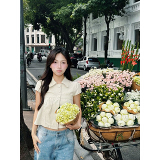 [A0.328] Áo Kaki Cổ Sơmi Tay Hến Cúc Bọc 3 Màu Cá Tính