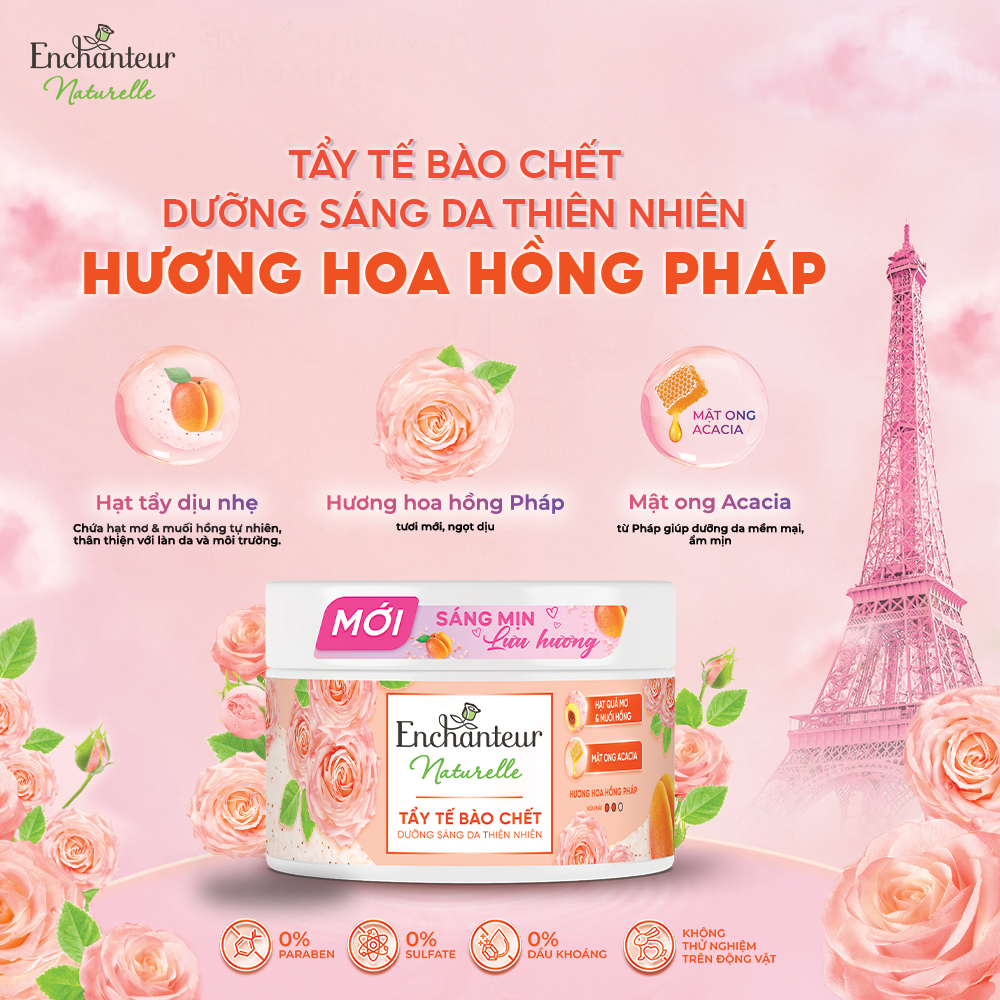 [KOL x Enchanteur] COMBO 2 Tẩy tế bào chết sáng da thiên nhiên Pháp Enchanteur Naturelle 250g tặng 1 túi ST 200g