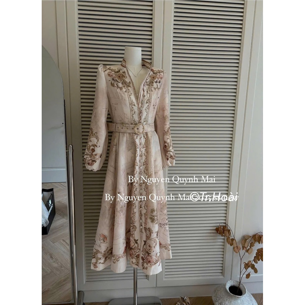Đầm maxi ZMM hoa văn kèm đai