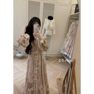 Đầm maxi ZMM hoa văn kèm đai