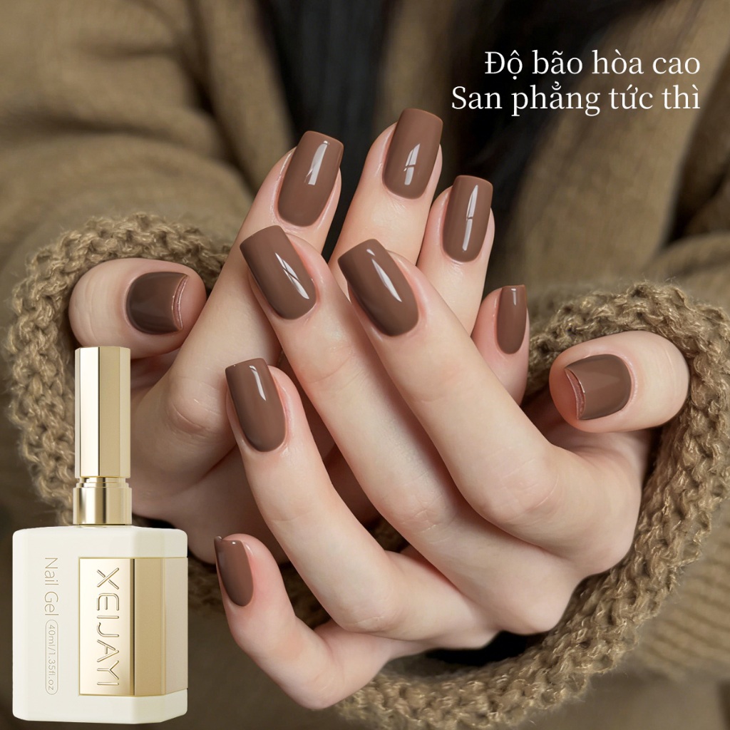 XEIJAYI 40ml - Sơn móng tay dạng gel màu nâu mới, bền màu và thích hợp sử dụng tại salon.