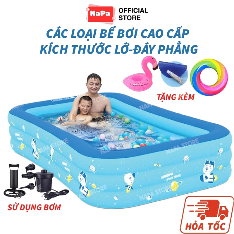 Bể Bơi Phao Vuông 3 Tầng Cao Cấp NAPA, Hồ Bơi Gia Đình Kích Thước Lớn 3m Hàng Dày Dặn Loại 1 Bền Đẹp — ảnh 1