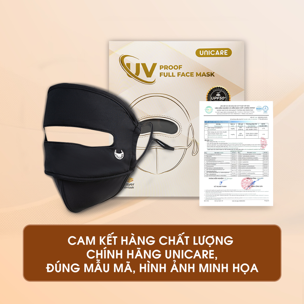 Khẩu trang toàn mặt Unicare UV Proof Full Face Mask – Chống nắng UPF50+, 2 lớp, chống tia UV