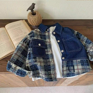 Áo Khoác Sơ Mi Jean Bé Trai Denim Form Rộng Phong Cách Hàn Quốc Hàng Quảng Châu Cao Cấp