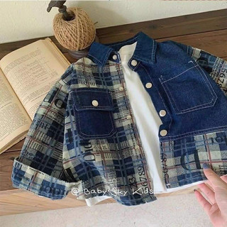 Áo Khoác Sơ Mi Jean Bé Trai Denim Form Rộng Phong Cách Hàn Quốc Hàng Quảng Châu Cao Cấp